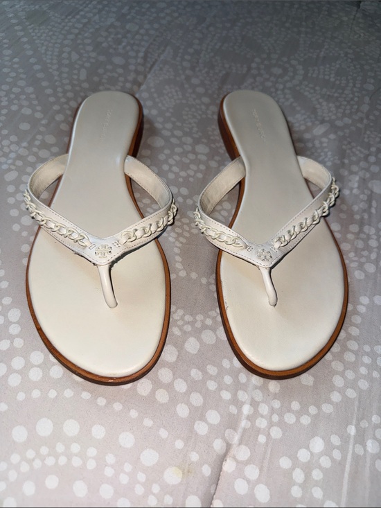 Tory Burch Shoes - Tory Burch Cream Braided Thong Sandals